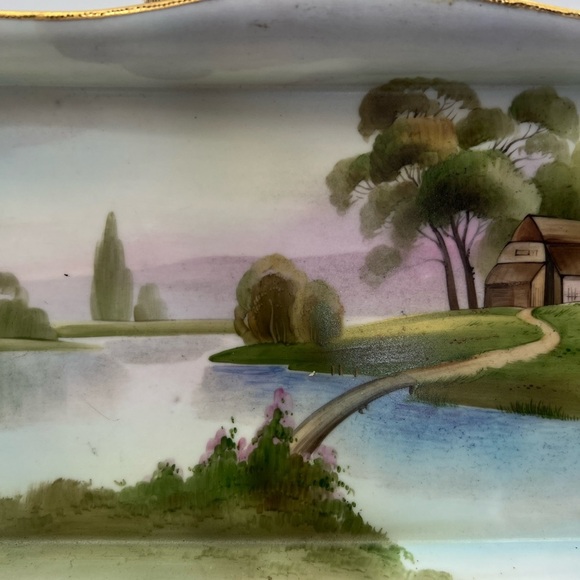 Handpainted Nippon farmhouse scenic tray - Picture 3 of 12